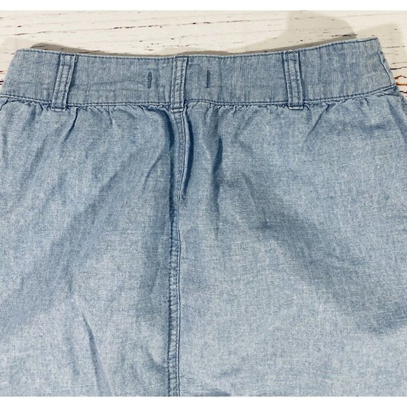 Madewell Skirt Womens Sz 2 Pockets Button Front Chambray Blue Denim Linen Blend - Picture 7 of 10